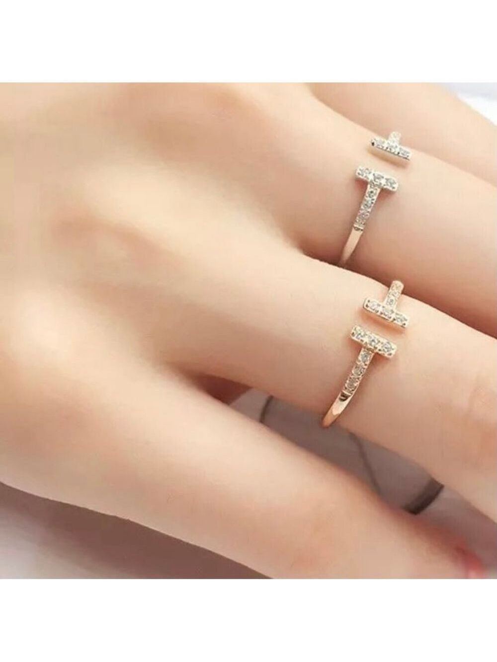 18k gold plated Sterling Silver T Shape ring - Picture 5 of 7